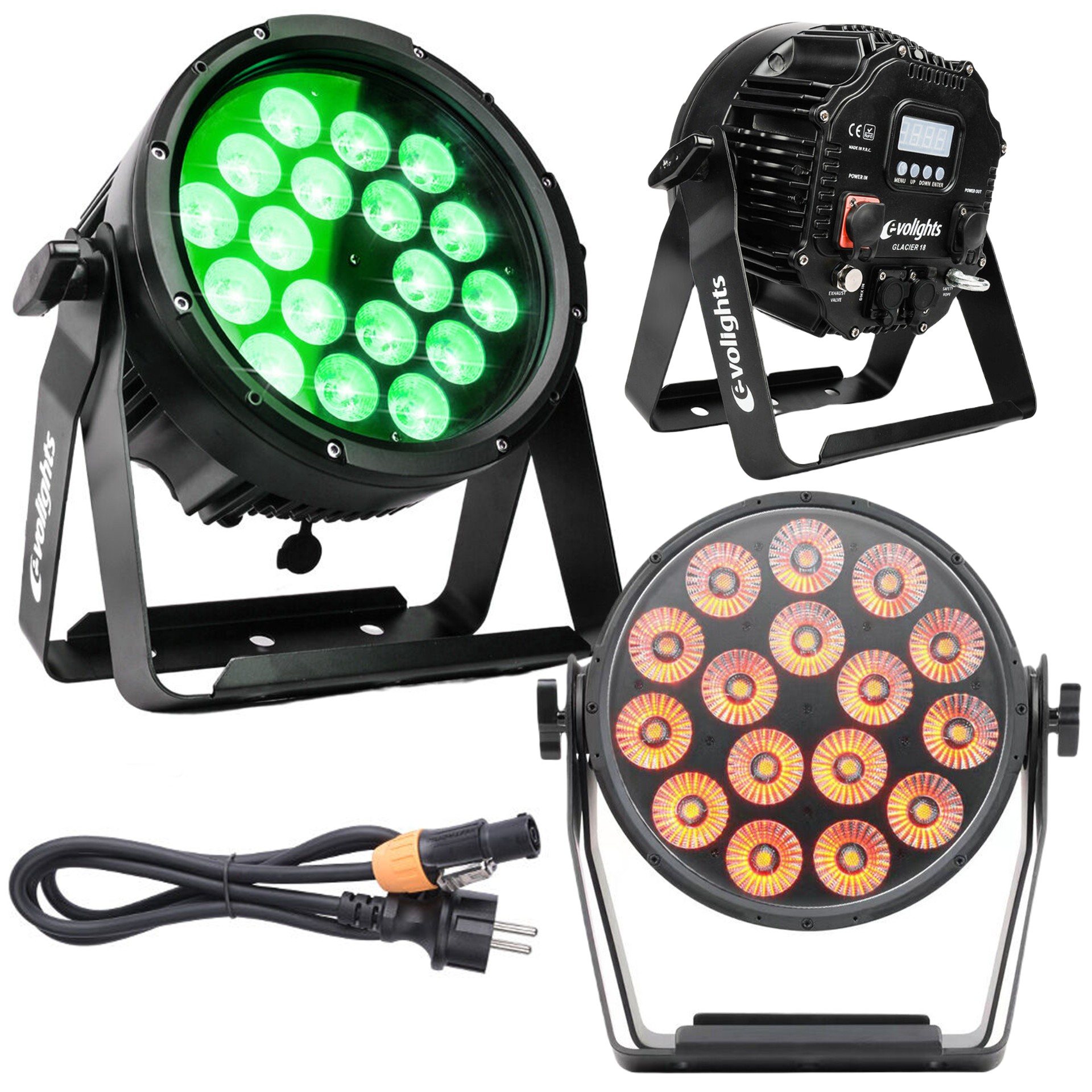 EVOLIGHTS GLACIER 18 reflektor par zewnętrzne oświetlenie sceniczne dekoracja światłem 18x12W RGBWA-UV IP65