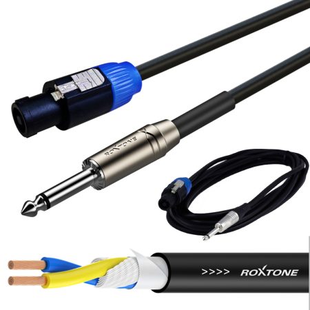 Kabel głośnikowy 2 x 1,0mm² Złącze głośnikowe / Jack 6.3mm 10m Roxtone SSSJ210L10