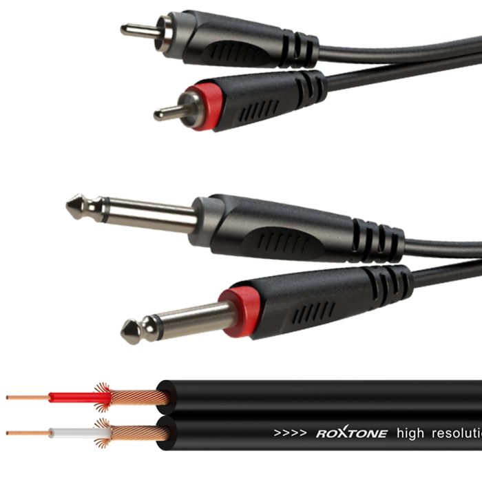 Kabel audio 2 x RCA / 2 x Jack 6.3mm mono 3m SMART Roxtone SACC150L3