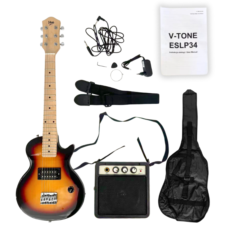 V-TONE ESLP34 SB gitara elektryczna 1/2 Les Paul 34" H sunburst + wzmacniacz gitarowy zestaw