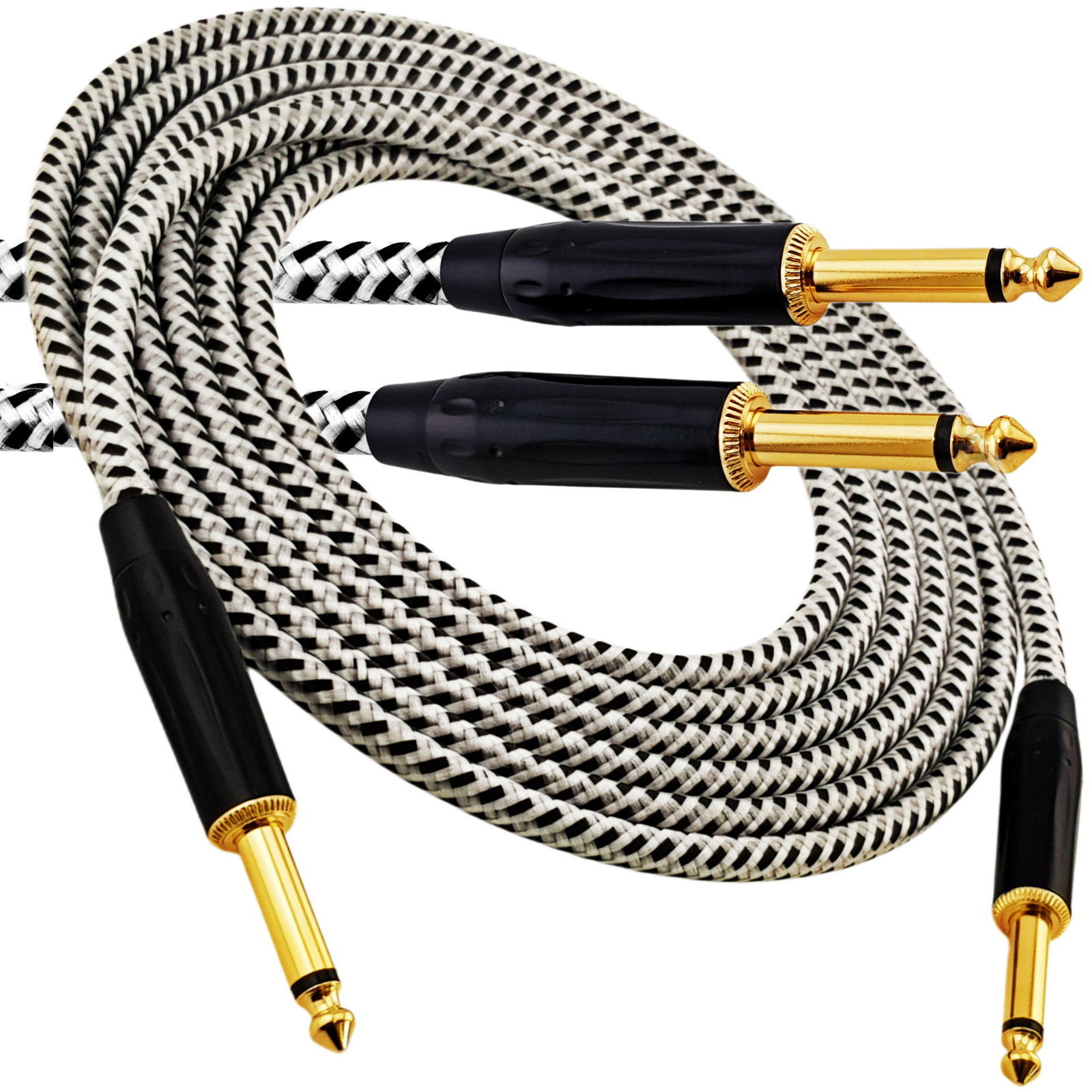 Kabel instrumentalny Red's Music - Jack 6.3mm / Jack 6.3mm - FOP kabel w oplocie - GCF1130BW - 3m