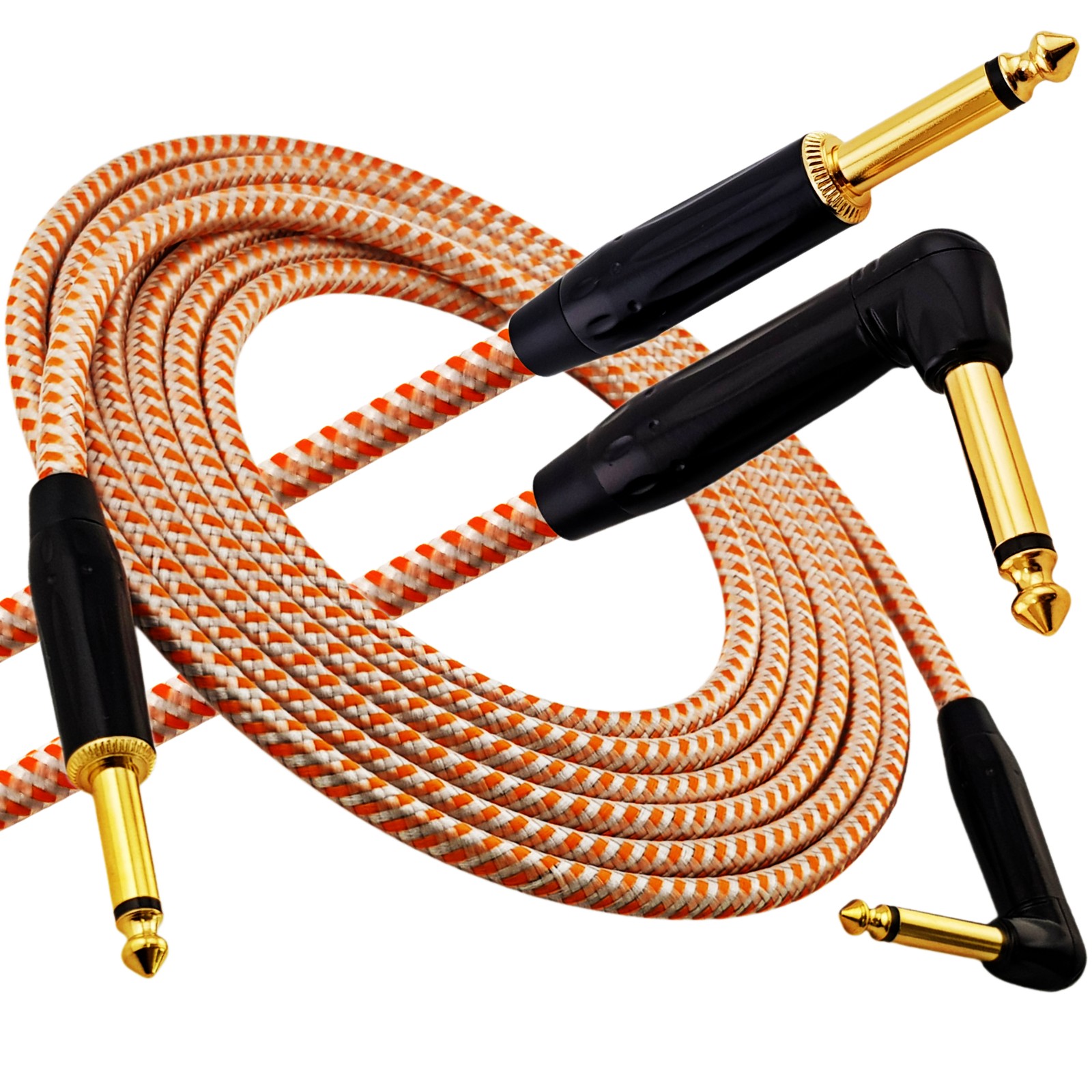 Kabel instrumentalny Red's Music - Jack 6.3mm / Jack 6.3mm kątowy - FOP kabel w oplocie - GCF1230RS - 3m