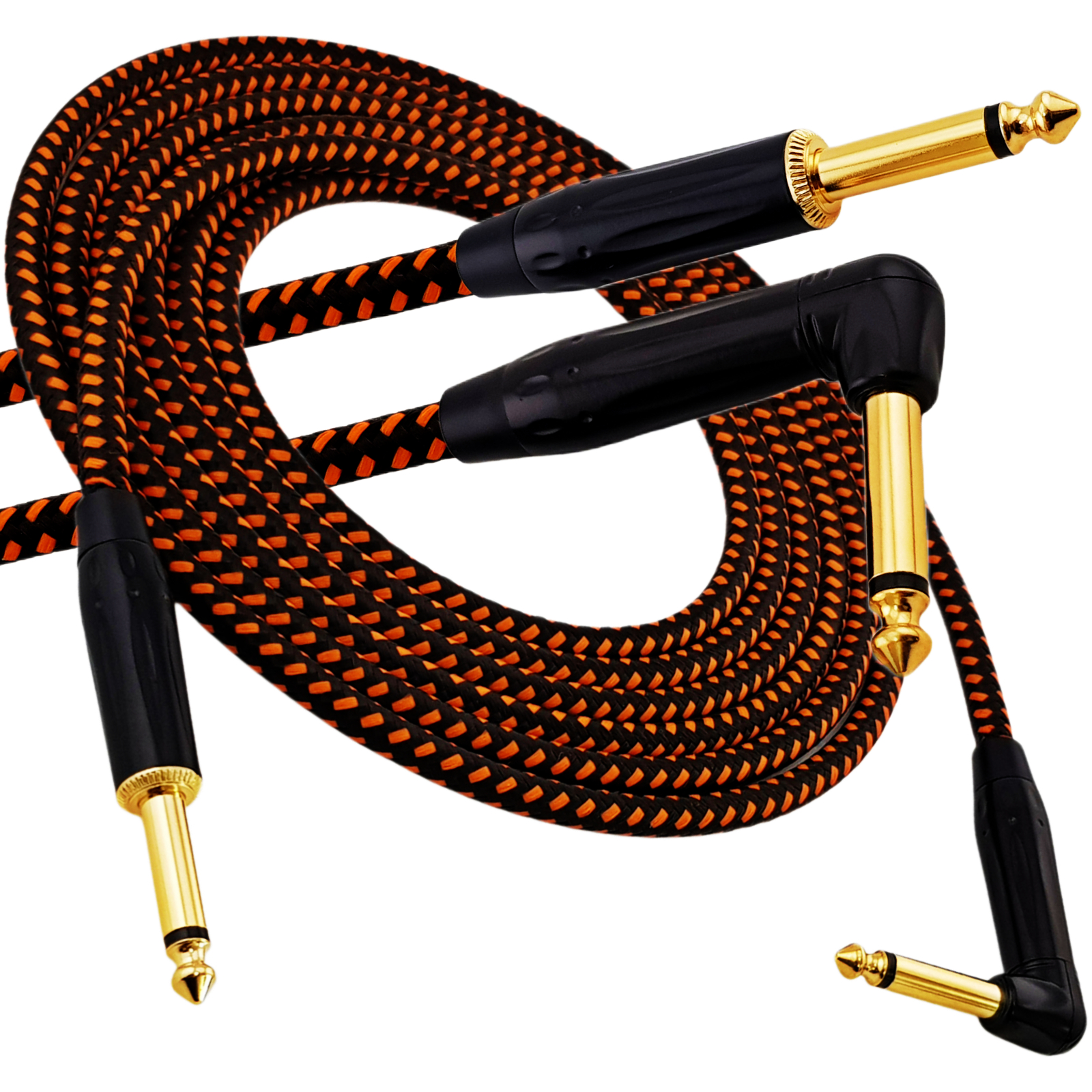 Kabel instrumentalny Red's Music - Jack 6.3mm / Jack 6.3mm kątowy - FOP kabel w oplocie - GCF1230BO - 3m