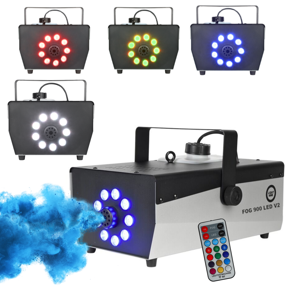LIGHT4ME FOG 900 LED V2 wytwornica dymu mgły pilot bezprzewodowy kontroler przewodowy 900W