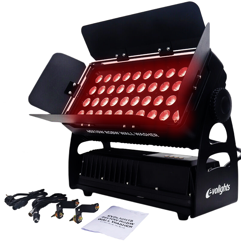 EVOLIGHTS 40X10W RGBW WALL WASHER oświetlacz zewnętrzny IP65 dekoracja światłem skrzydełka kadrujące