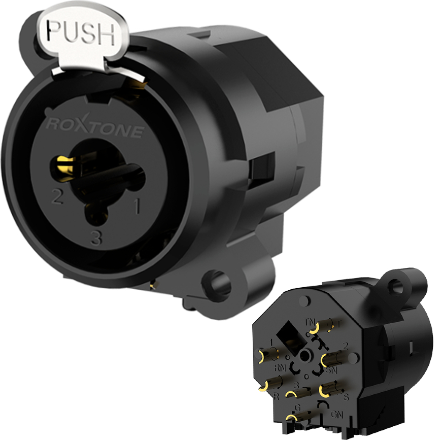Gniazdo tablicowe panelowe combo XLR JACK 6.3 Roxtone XLR RC6FS