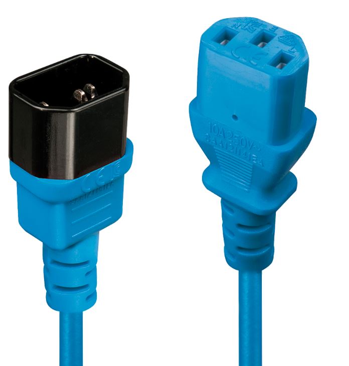 Lindy 30472 Przedłużacz zasilający IEC C14 - IEC C13, niebieski - 2m