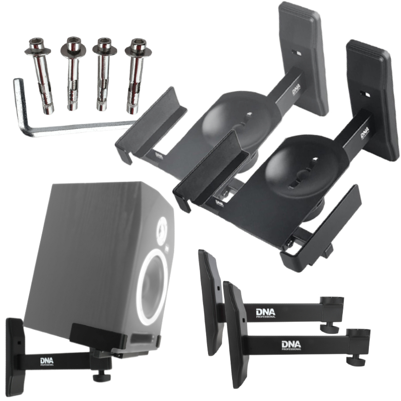 DNA WS1 czarne głośnikowe statywy ścienne stabilne solidne do 20 kg zestaw 2 szt.