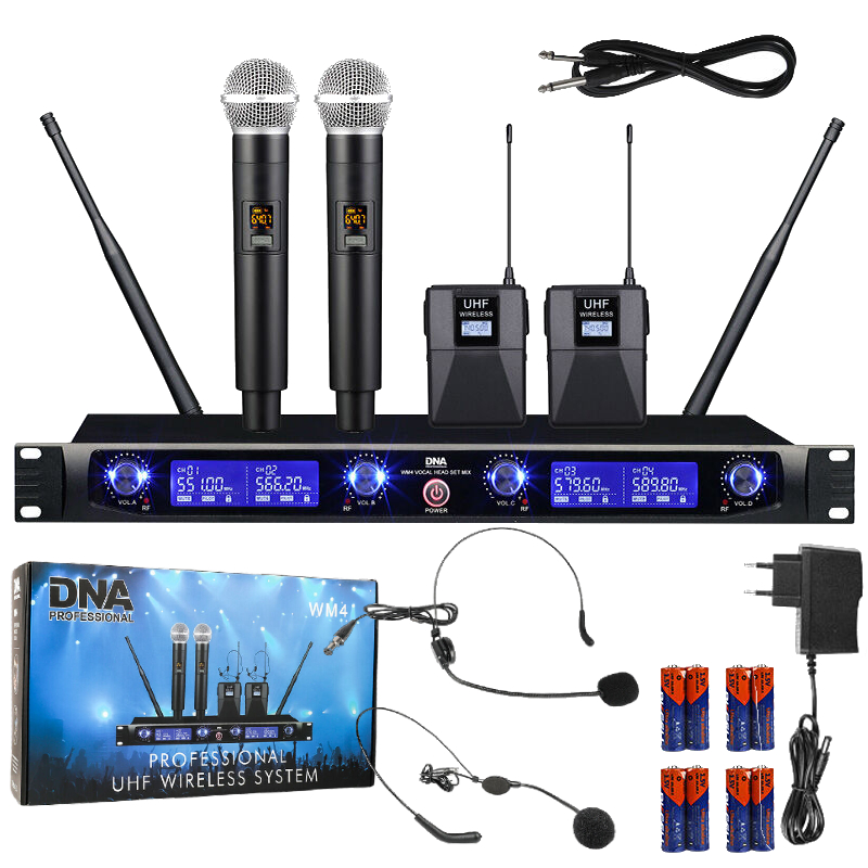 DNA WM4 VOCAL HEAD SET MIX podwójny zestaw bezprzewodowy 2 mikrofony doręczne i nagłowne system nagłośnienia