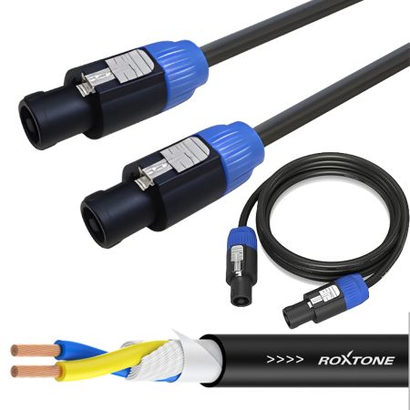 Kabel głośnikowy 2 x 1,0mm² 2 x złącze głośnikowe 15m Roxtone SSSS210L15