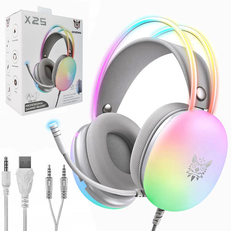 ONIKUMA X25 słuchawki gamingowe dla graczy nauszne przewodowe RGB LED mikrofon