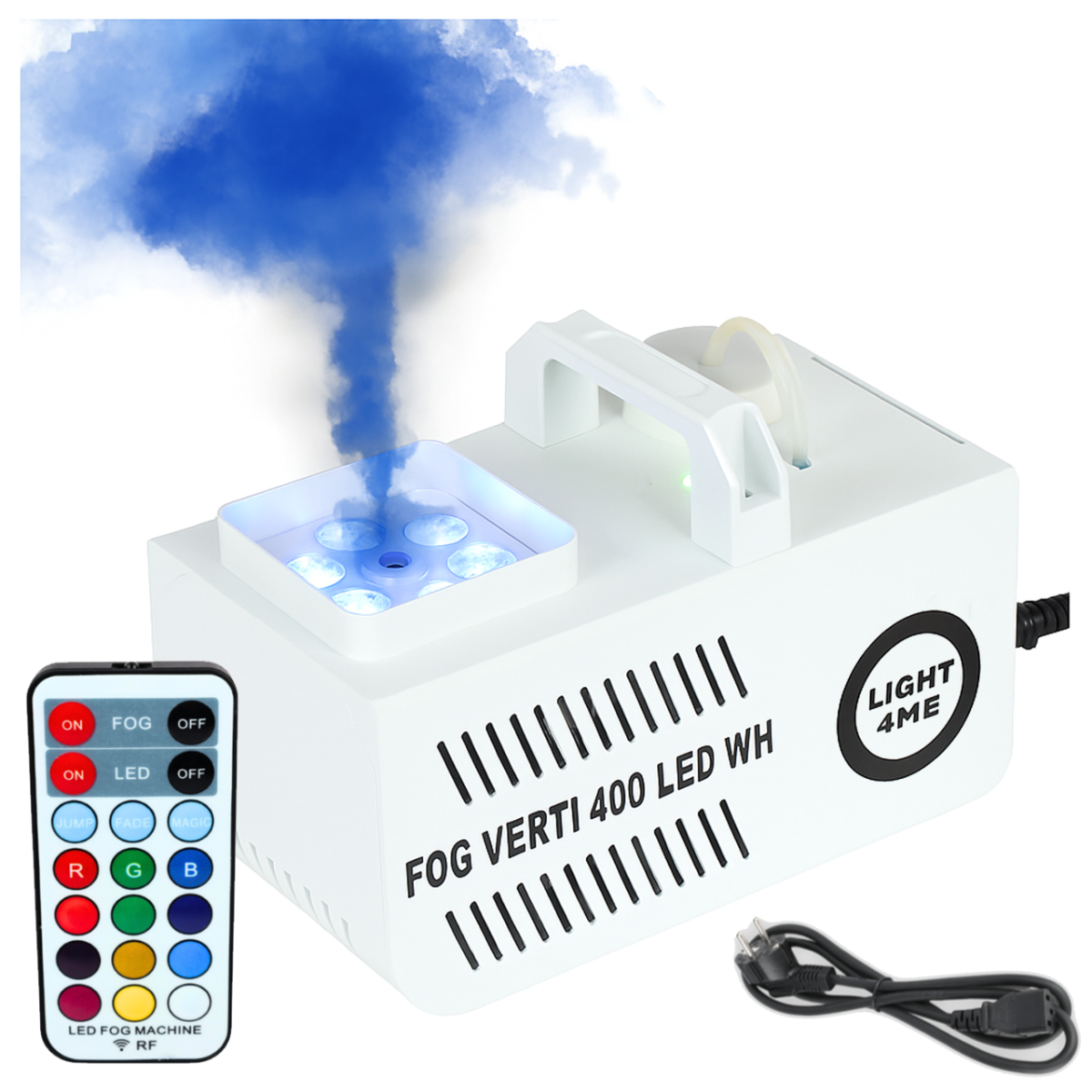 LIGHT4ME FOG VERTI 400 LED WH mała wytwornica dymu pionowego pilot bezprzewodowy efekt świetlny RGBW