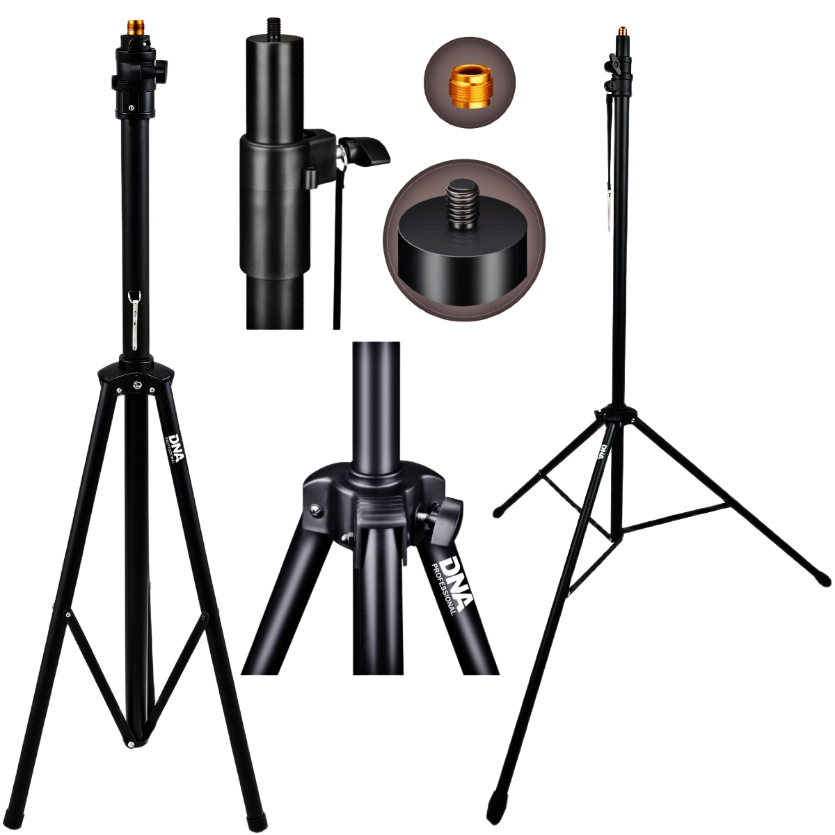 DNA SCS1 stojak tripod statyw do mikrofonu kabiny akustycznej czarny pin zabezpieczający korekcja gwintu do 25 kg