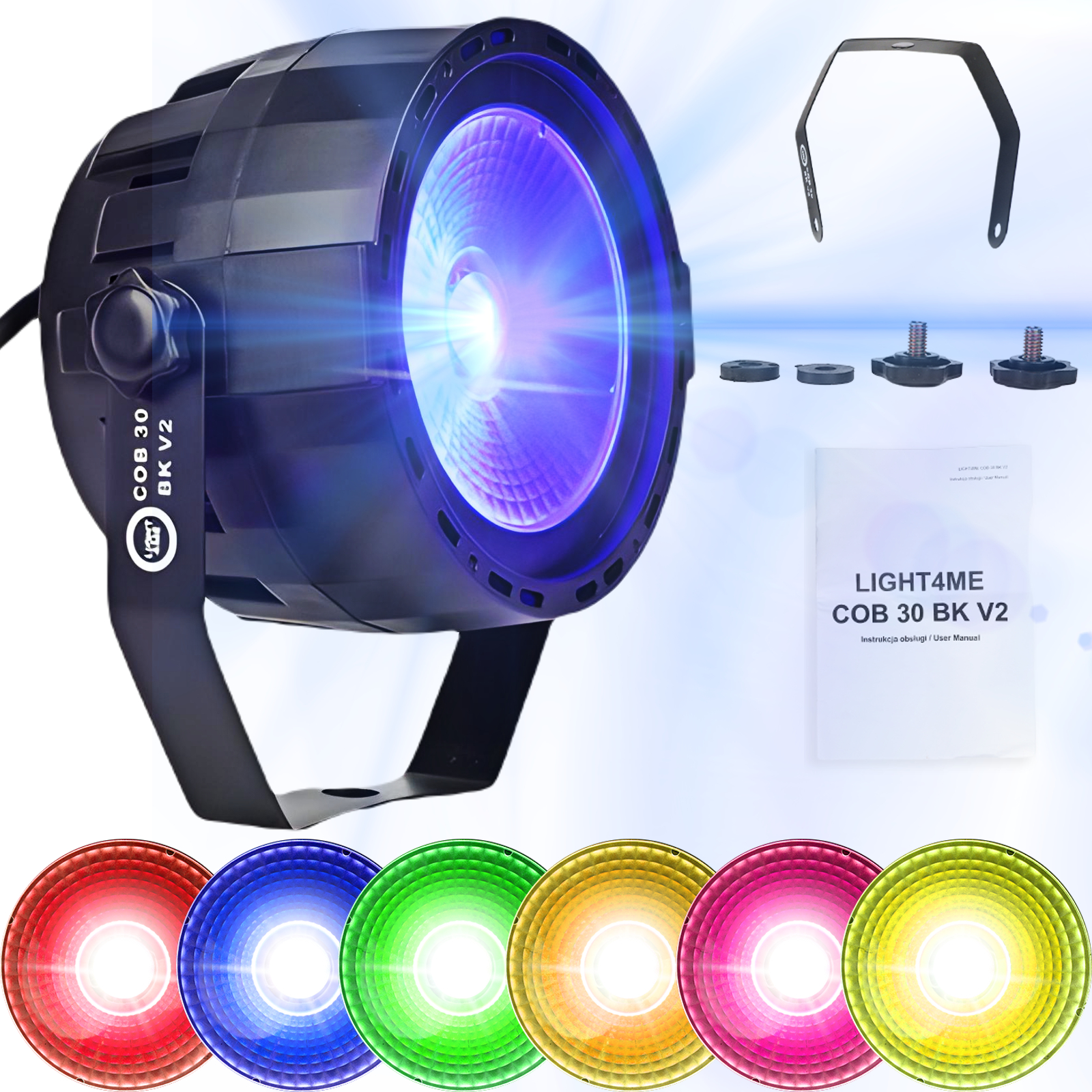 LIGHT4ME COB 30 BK V2 reflektor par oświetlenie sceniczne efekt świetlny LED RGB
