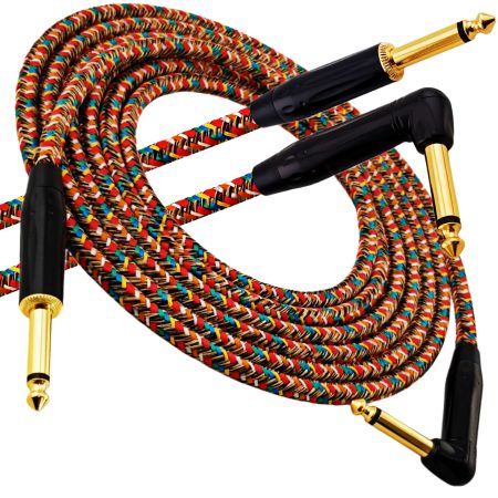 Kabel instrumentalny Red's Music - Jack 6.3mm / Jack 6.3mm kątowy - FOP kabel w oplocie - GCF1230RA - 3m