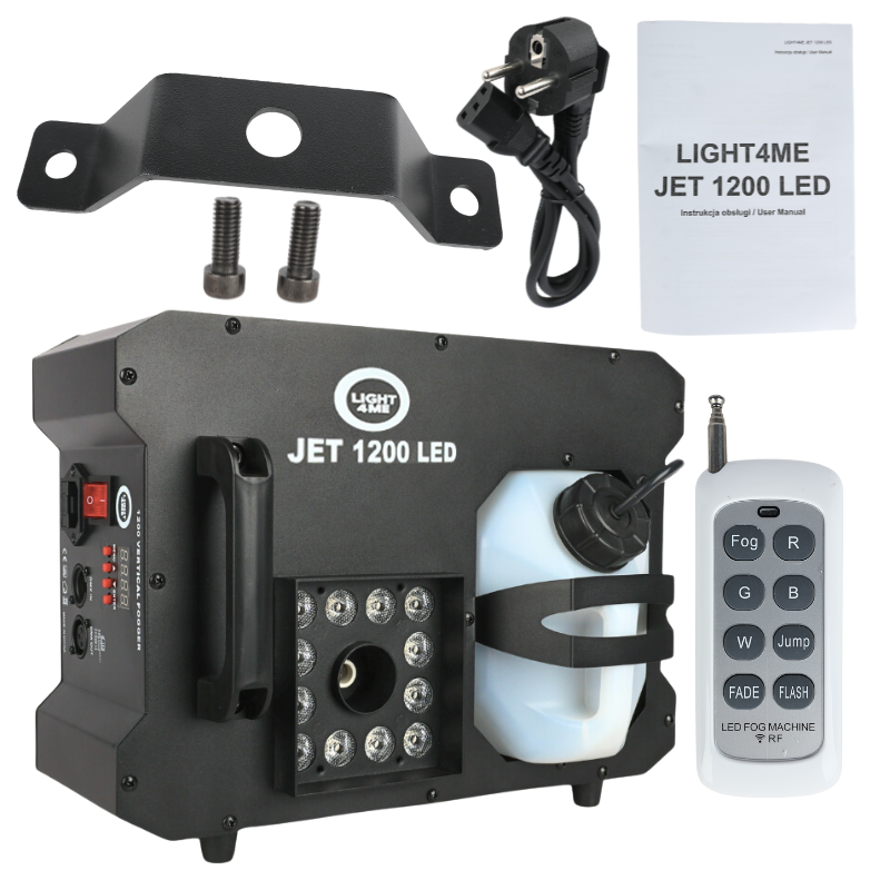 LIGHT4ME JET 1200 LED wytwornica dymu pionowego pilot bezprzewodowy efekt świetlny RGB