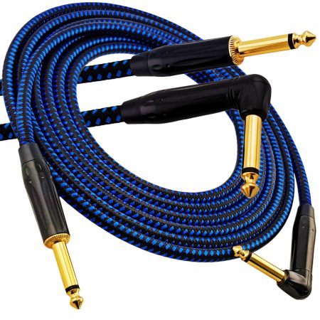 Kabel instrumentalny Red's Music - Jack 6.3mm / Jack 6.3mm kątowy - FOP kabel w oplocie - GCF1230BB - 3m