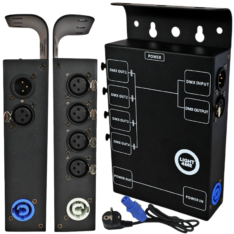 LIGHT4ME XSPLIT 4 rozdzielacz sygnału DMX splitter 4-kanałowy uchwyt montażowy