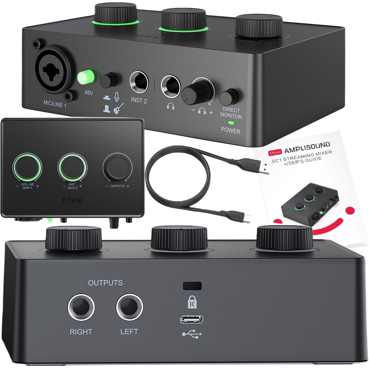 FIFINE AMPLI1 MIKSER AUDIO INTERFEJS XLR PHANTOM 48V