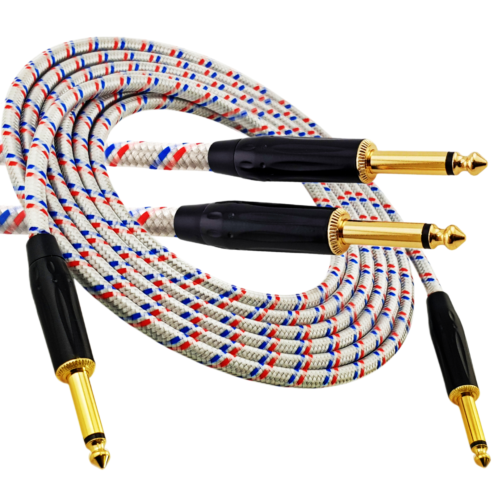 Kabel instrumentalny Red's Music - Jack 6.3mm / Jack 6.3mm - FOP kabel w oplocie - GCF1150BRW - 5m