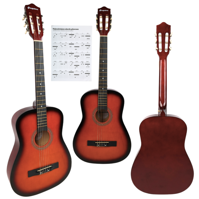 SUPRIMO CGS1 SB gitara klasyczna 4/4 sunburst do nauki dla początkujących akordy zestaw